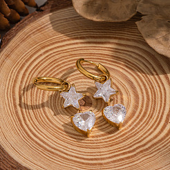 Серьги-кольца в форме звезды и сердца из нержавеющей стали 304&nbsp;XZ0097