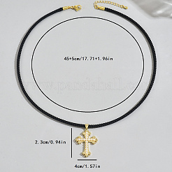 Мужские ожерелья с подвеской-крестом из латуни и искусственного жемчуга&nbsp;LI2000-1