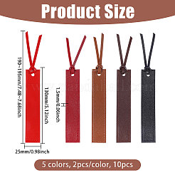 10 Stück 5 Farben PU-Leder-Lesezeichen&nbsp;AJEW-GL0003-22