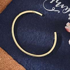 Прозрачный кубический цирконий открытый браслет-манжета&nbsp;LS-BJEW-M231-07G