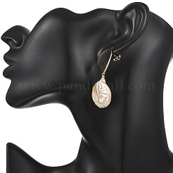 Ohrstecker mit Hängefunktion aus natürlicher Barock-Keshi-Perle&nbsp;EJEW-JE07134