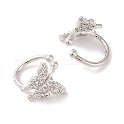 Женские серьги-манжеты из латуни с микропаве и прозрачным цирконием EJEW-I305-16P