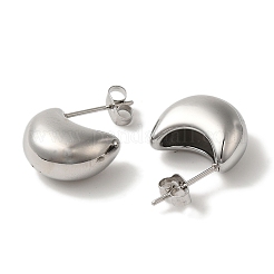Orecchini a bottone a forma di luna in acciaio inossidabile 304 per donna&nbsp;EJEW-S237-01B