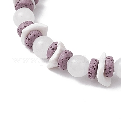 Pulseras elásticas redondas de jade blanco natural&nbsp;BJEW-JB11818