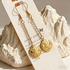 Плоские круглые серьги-подвески из нержавеющей стали 304 с узором «солнце» FS-WG258B4-02