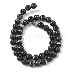 Натуральные черные полосатые агатовые / полосатые агатовые бусины&nbsp;G-C267-C01-8mm