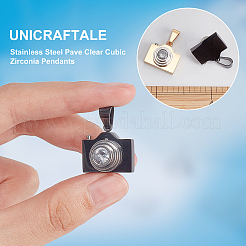 4 шт. подвески из нержавеющей стали 304 двух цветов с прозрачными кубическими цирконами&nbsp;STAS-UN0036-02