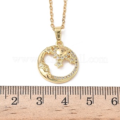 Женские цепочки из нержавеющей стали 304 с подвеской в виде луны и солнца из латуни с микропаве из прозрачных кубических цирконий NJEW-D341-05G