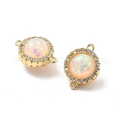 Латунные микро-паве прозрачные кубические цирконии плоские круглые соединительные подвески&nbsp;KK-B129-24G-01