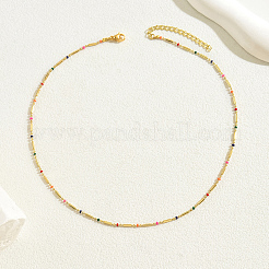 Ожерелья из цепочек-колонн с цветной эмалью из латуни для повседневного стиля&nbsp;JM2574