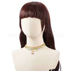 4шт 4 стильных ожерелья из бисера из стеклянных семян с имитацией жемчуга NJEW-JN04012