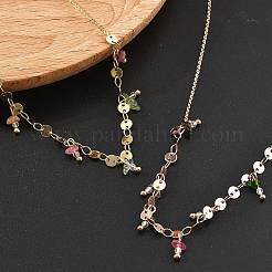 Ожерелья из латунных цепочек «роло» и плоских пайеток для женщин NJEW-D302-55