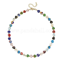 Collane a forma di cuore fatte a mano con perline di vetro millefiori&nbsp;NJEW-JN06605