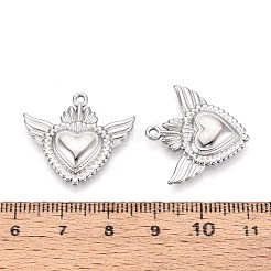 Подвески в форме сердца с крыльями из нержавеющей стали 304 STAS-T067-27P