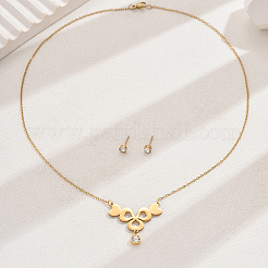 Set di orecchini a bottone in acciaio inossidabile alla moda e collane con ciondolo a trifoglio per donna&nbsp;QR4901-3