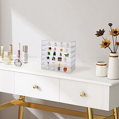 6グリッドの透明アクリルミニフィギュアディスプレイケース、取り外し可能な仕切り付き  模型用防塵ボックス  ビルディングブロック  人形ディスプレイホルダー  長方形  透明  19x7x17cm&nbsp;DIY-WH0430-530B