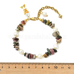 Armbänder mit Fischanhängern aus Messing und Emaille&nbsp;BJEW-JB14062-03