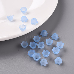 透明アクリルビーズキャップ  チューリップの花  スズラン  艶消し  シアン  10x6mm  穴：1.5mm  約2100個/500g&nbsp;PL543-5