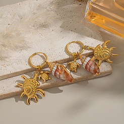 Серьги-кольца в форме раковины из латуни с черепахой RM6529