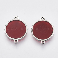 201 ステンレススチールリンクコネクター  エポキシ樹脂  フラットラウンド  ミックスカラー  ステンレス鋼色  18x14x1.5mm  穴：1.2mm&nbsp;STAS-R100-46B