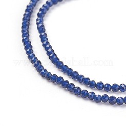 透明ガラスビーズ連売り  多面カット  ラウンド  ダークブルー  2mm  穴：0.5mm  約158個/連  14インチ&nbsp;GLAA-F094-A16