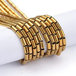 電気メッキガラスビーズセット  フルメッキ  コラム  黄金メッキ  4.5~5x2.5mm  穴：0.8mm  約75個/連  14.17インチ（36cm）&nbsp;X-EGLA-K014-B-FP02
