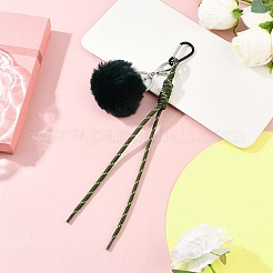 Подвесные украшения из искусственного меха кролика-рекса с помпонами и полиэстеровым шнуром&nbsp;HJEW-JM04420-01