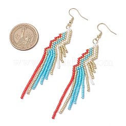 Серьги-кисточки из стеклянных бусин&nbsp;EJEW-MZ00434-01