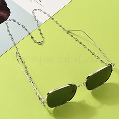 304ステンレススチール眼鏡チェーン  眼鏡用ネックストラップ  ハートリンクチェーン付き  カニカンとラバーループエンド  ステンレス鋼色  26.38インチ（67cm）&nbsp;AJEW-EH00250