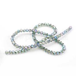 Граненые (32 грань) круглые гальванические стеклянные бусины&nbsp;X-EGLA-D021-72