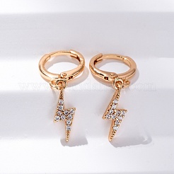Серьги с застежкой-защелкой из латуни с прозрачным фианитом и прозрачным фианитом EJEW-K300-22G