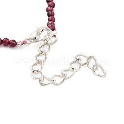 Мозамбик импортные круглые браслеты из бисера с натуральным гранатом BJEW-B095-03