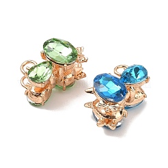 合金ラインストーンビーズ  猫の形  ライトゴールド  カラフル  26x18x18mm  穴：1.8mm&nbsp;LS-RB-NH0003-01
