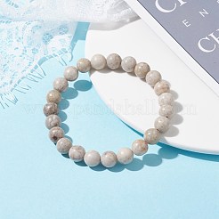 Bracelet extensible en perles de pierre naturelle maifanite/maifan rondes de 10 mm&nbsp;BJEW-JB07088-01