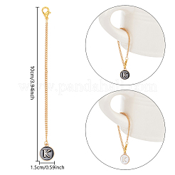 Плоские круглые подвески из эмалевого сплава с буквами AJEW-AB00184-11