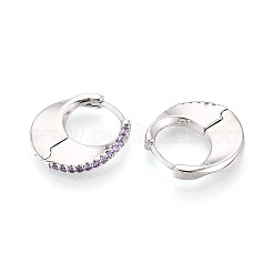 Серьги-кольца с микропаве из латуни и циркониями в форме луны EJEW-T048-37B-P