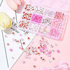 385 шт. непрозрачные/прозрачные акриловые бусины на тему Дня святого Валентина MACR-FS0001-93