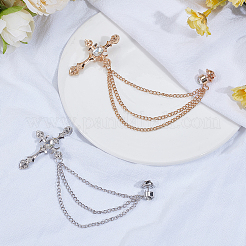 2 шт. 2 цвета религиозный крест подвесная брошь-цепочка со стразами&nbsp;JEWB-SP0001-06
