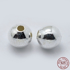 925スターリングシルバースペーサービーズ  ラウンド  銀  5mm  穴：1.5~1.6mm  約45個/10g&nbsp;STER-K171-44S-5mm