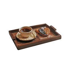 樹脂製コーヒートレイ  マイクロランドスケープホームドールハウスアクセサリー  小道具の装飾のふりをする  ココナッツブラウン  29x42x10mm&nbsp;PW-WG2D53C-01