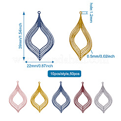 50 шт. 5-х цветные филигранные подвески из нержавеющей стали 430 STAS-PJ0001-15