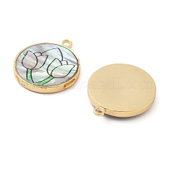 Плоские круглые подвески из ракушки из сплава FIND-C073-01G-03