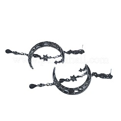 Серьги-гвоздики с подвесками из сплава лунного цвета со стразами FS-WG765D7-01