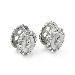 Овальные серьги-кольца с изображением девушки-балерины из латуни с микропаве из прозрачных кубических цирконий для женщин EJEW-Q391-36P