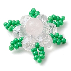 Плетеные звенья из натурального розового кварца и стеклянных бусин в форме снежинки PALLOY-MZ00319-03