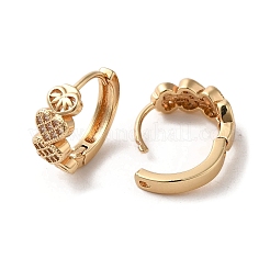 Латунные микро проложить серьги обруча кубического циркония EJEW-C073-32KCG