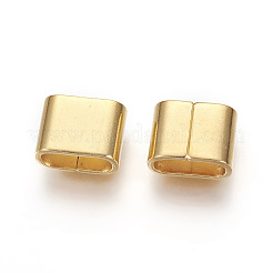 201ステンレススチールスライドチャーム  オーバル  24KGP本金メッキ  9x12x6mm  穴：4x9.5mm&nbsp;X-STAS-G187-29G-A