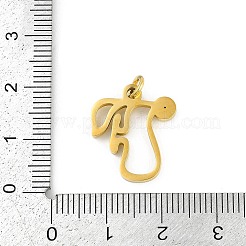 304ステンレスペンダント  キュービックジルコニア付き  丸カン付き文字チャーム  18KGP本金メッキ  文字F  18x16x2mm  穴：3mm&nbsp;STAS-R137-01G-F