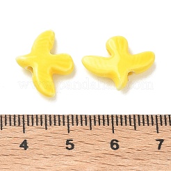 手作りの陶器ビーズ  平和の鳩  光沢釉の磁器  きいろ  17~17.5x13.5~14x4.5~5mm  穴：1.6~1.8mm&nbsp;PORC-D013-01A