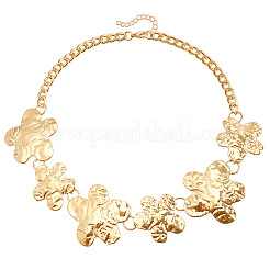 Сплав большой маленький текстурированный цветок звено цепи ожерелья для женщин&nbsp;FS-WG4F9B9-01